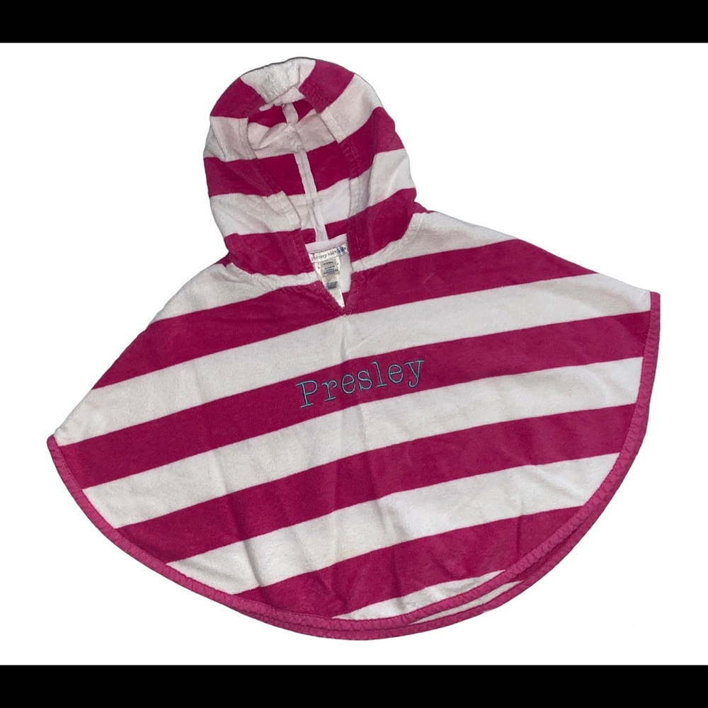 Pottery Barn Kids Pink Striped Towel Poncho